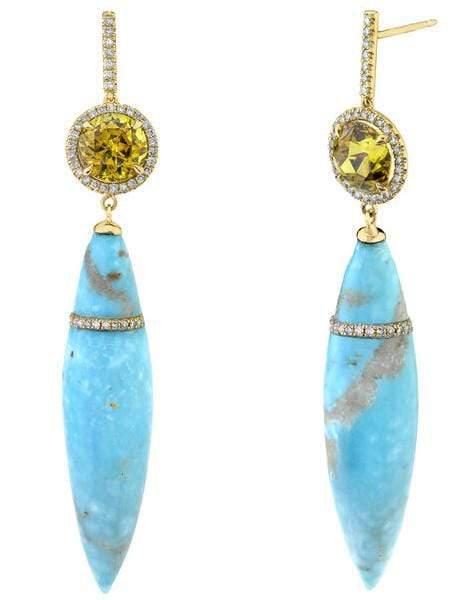 EMILY P WHEELER-Persian Turquoise Earrings-YELLOW GOLD