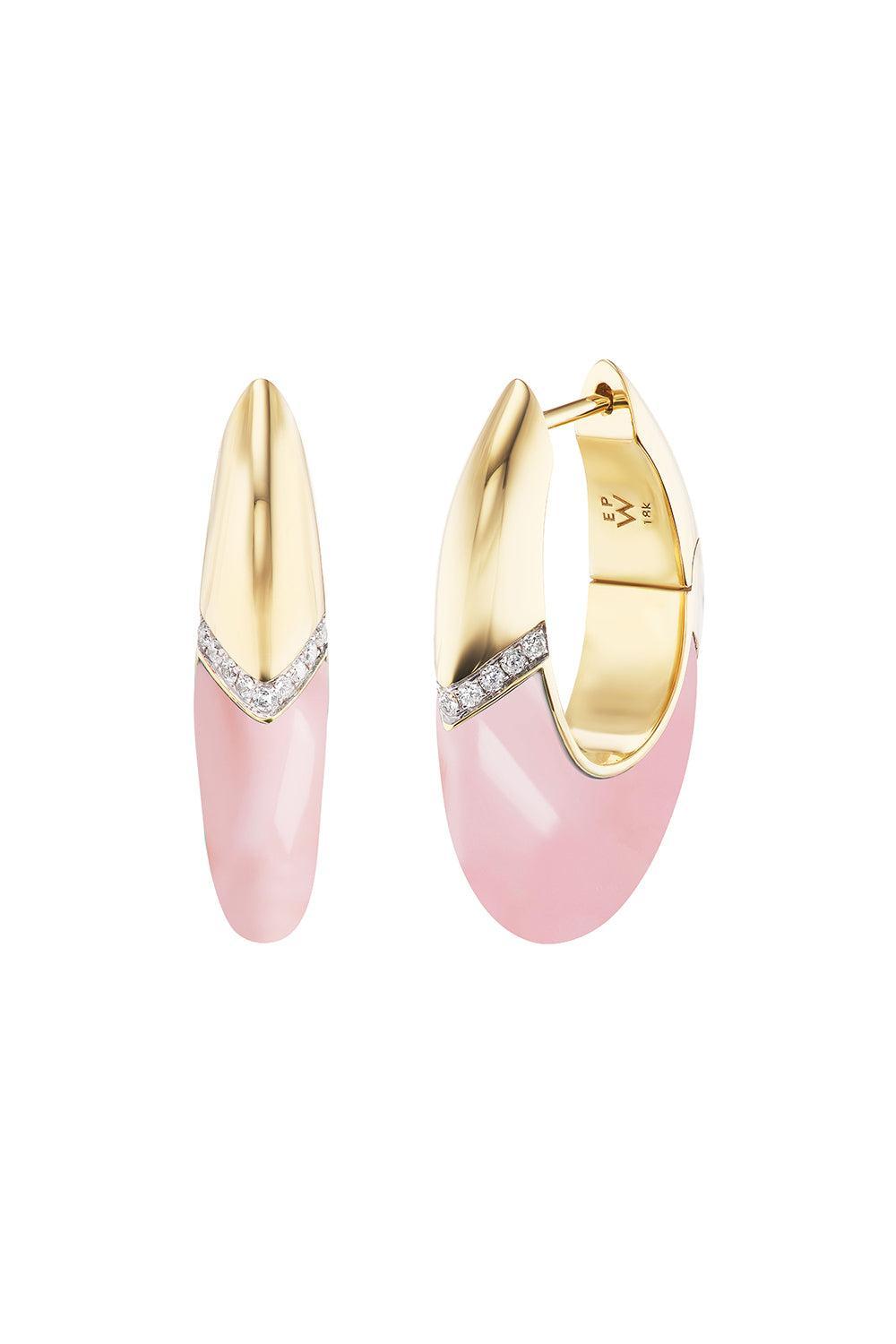 Pink Opal Oval Earrings-YELLOW GOLD-JEWELRYFINE JEWELEARRING-EMILY P WHEELER