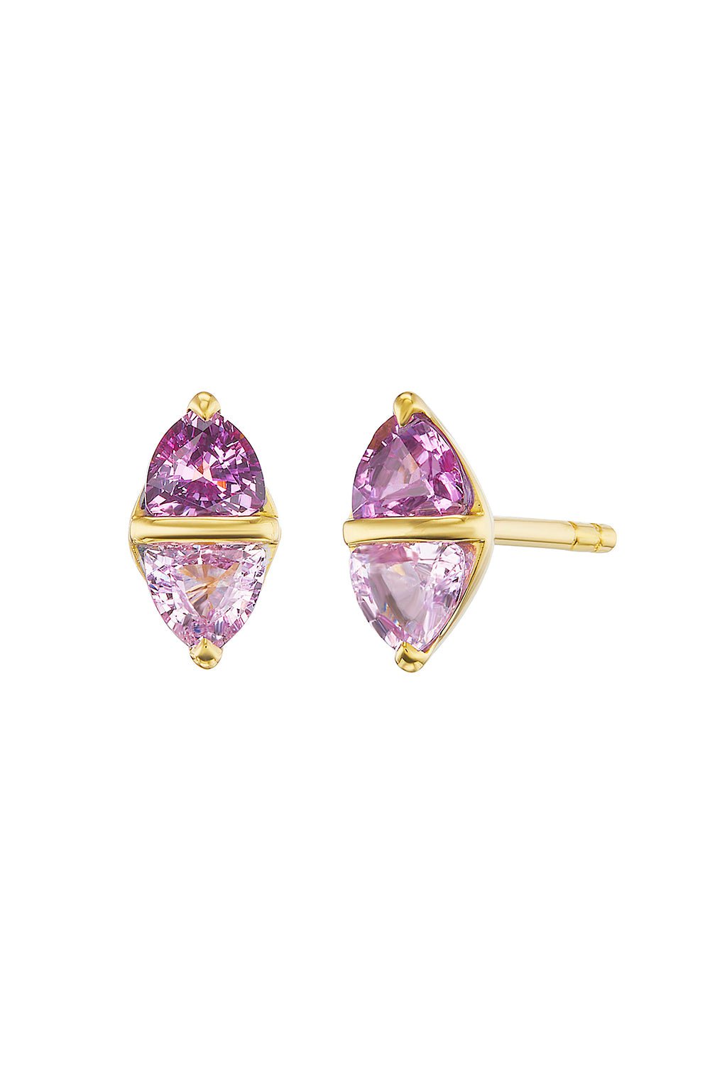 EMILY P WHEELER-Pink Sapphire Stud Earrings-YELLOW GOLD