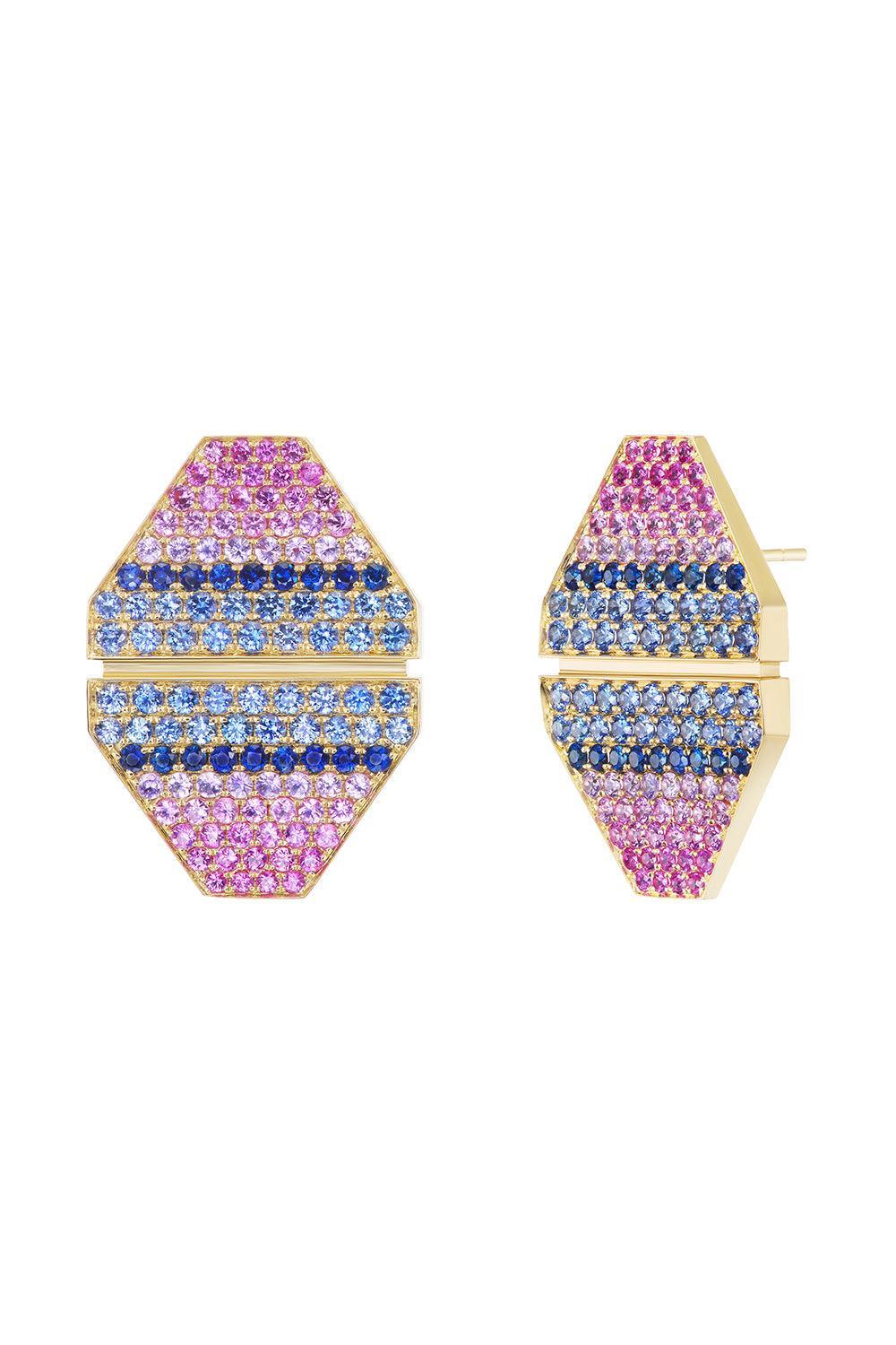 Sapphire Falcon Earrings-YELLOW GOLD-JEWELRYFINE JEWELEARRING-EMILY P WHEELER