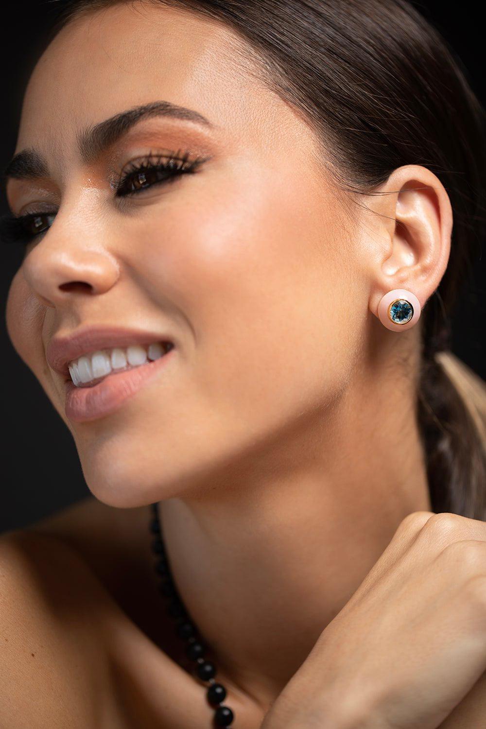 EMILY P WHEELER-Topaz Opal Button Stud Earrings-YELLOW GOLD