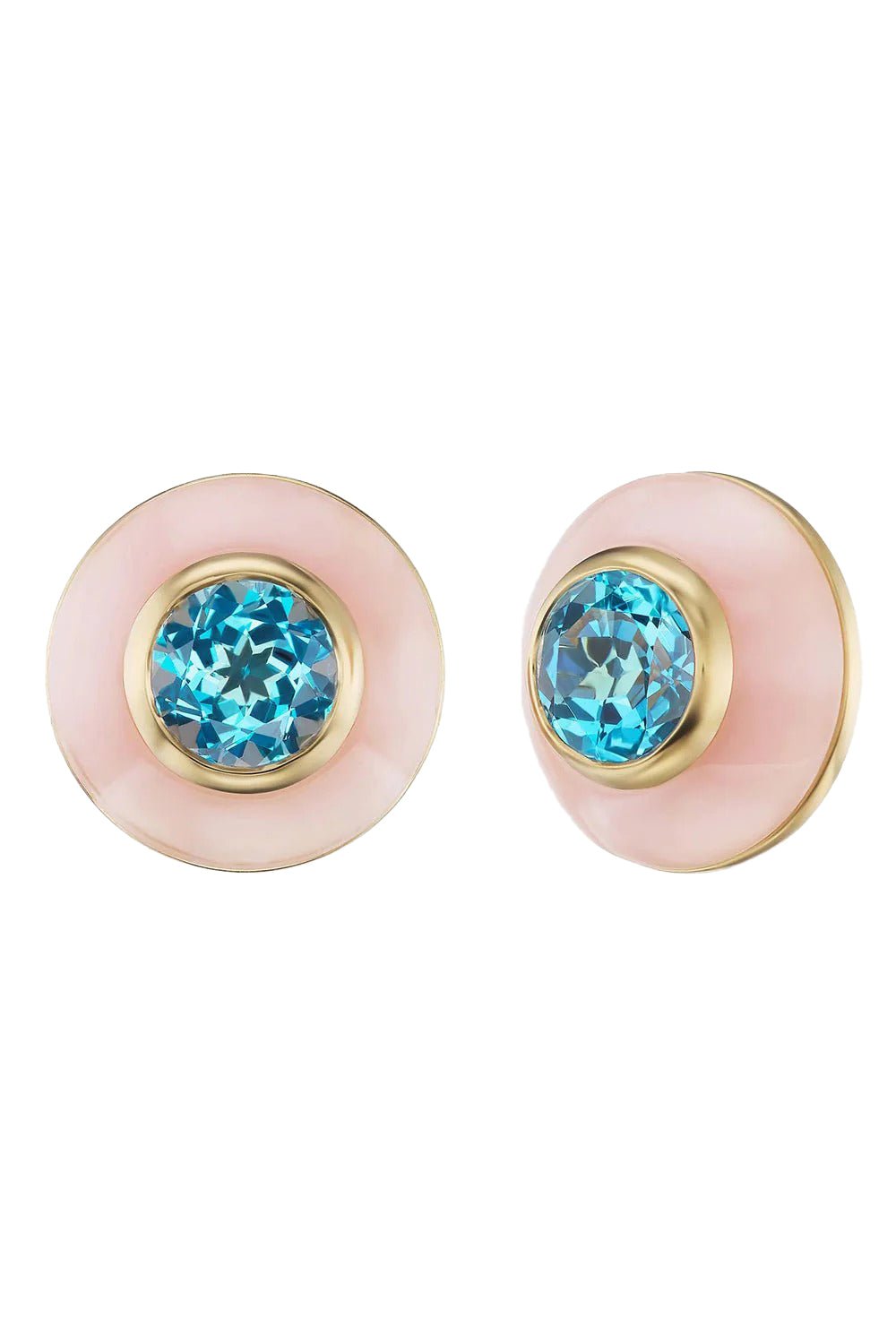 EMILY P WHEELER-Topaz Opal Button Stud Earrings-YELLOW GOLD
