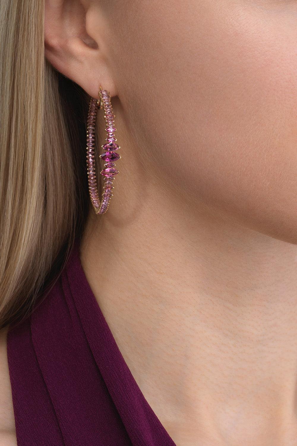 Tourmaline Arashi Hoop Earrings-YELLOW GOLD-JEWELRYFINE JEWELEARRING-EMILY P WHEELER