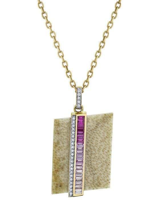 EMILY P WHEELER-Palm Wood and Pink Sapphire Swell Necklace-ROSE GOLD