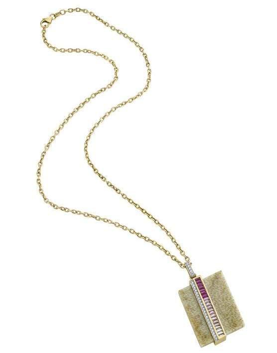EMILY P WHEELER-Palm Wood and Pink Sapphire Swell Necklace-ROSE GOLD