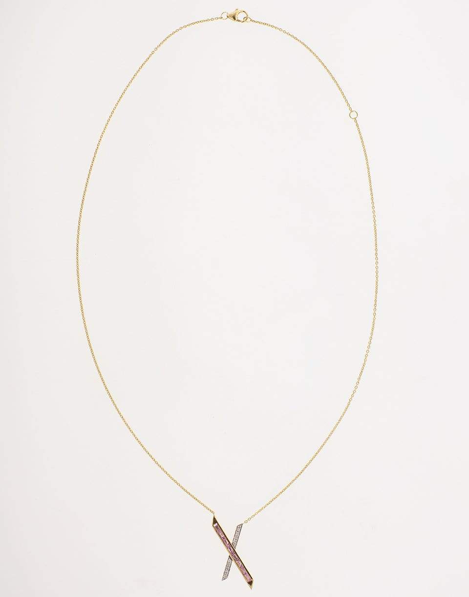 EMILY P WHEELER-Pink Sapphire and Diamond X Pendant Necklace-ROSE GOLD