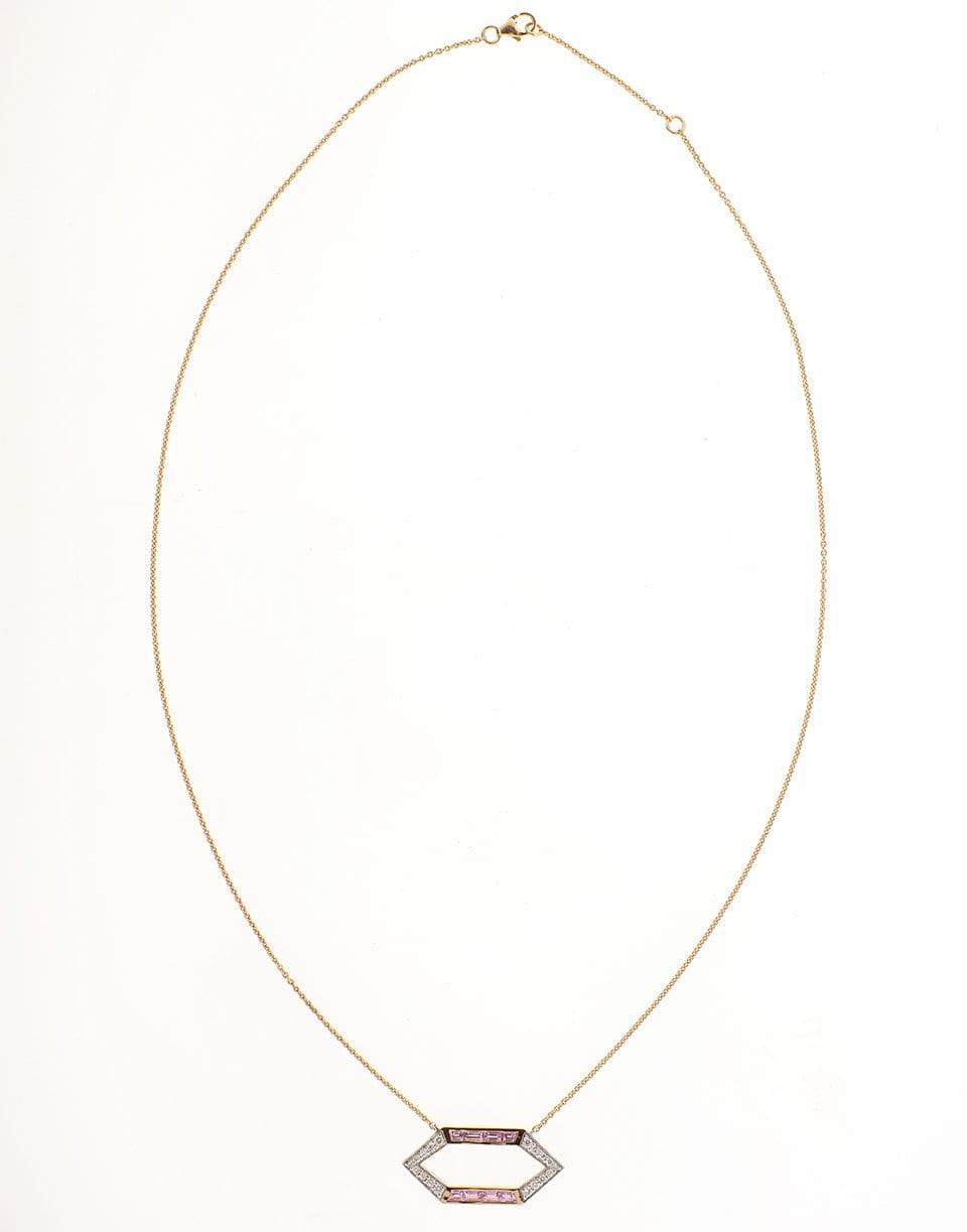 EMILY P WHEELER-Pink Sapphire Open Hexagon Necklace-ROSE GOLD