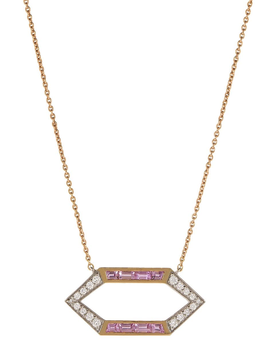 EMILY P WHEELER-Pink Sapphire Open Hexagon Necklace-ROSE GOLD