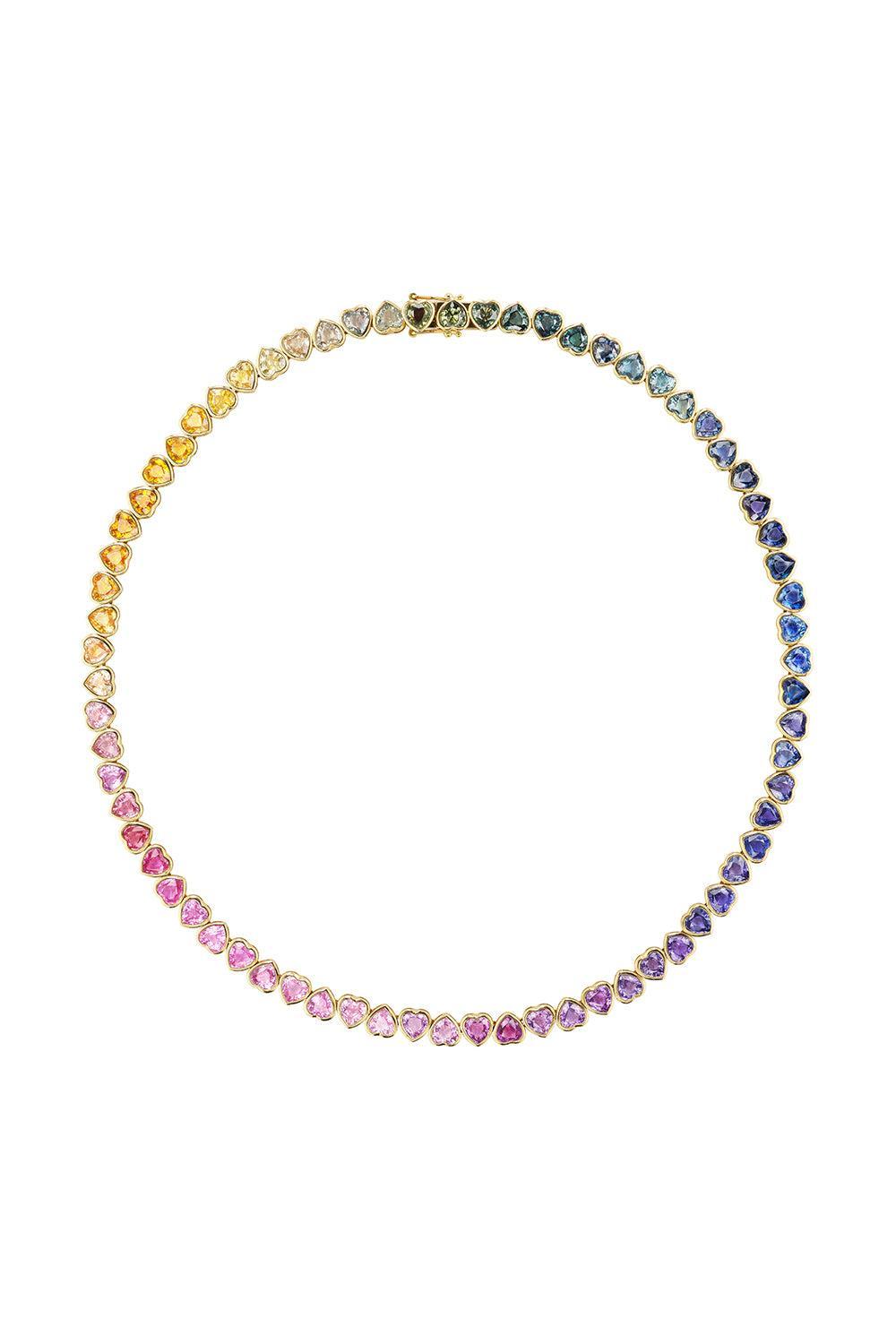 I Heart Rainbows Necklace-YELLOW GOLD-16-JEWELRYFINE JEWELNECKLACE O-EMILY P WHEELER