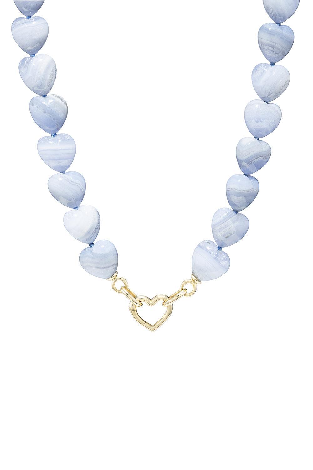 Blue Chalcedony Oversized Heart Beaded Necklace-YELLOW GOLD-JEWELRYFINE JEWELNECKLACE O-EMILY P WHEELER