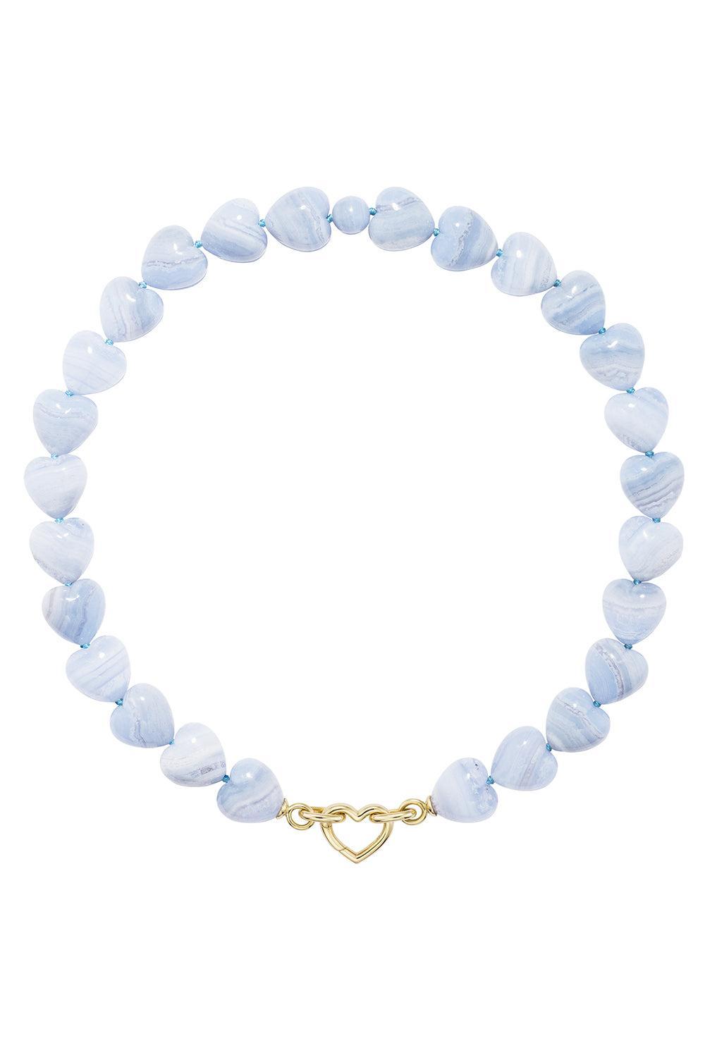 Blue Chalcedony Oversized Heart Beaded Necklace-YELLOW GOLD-JEWELRYFINE JEWELNECKLACE O-EMILY P WHEELER