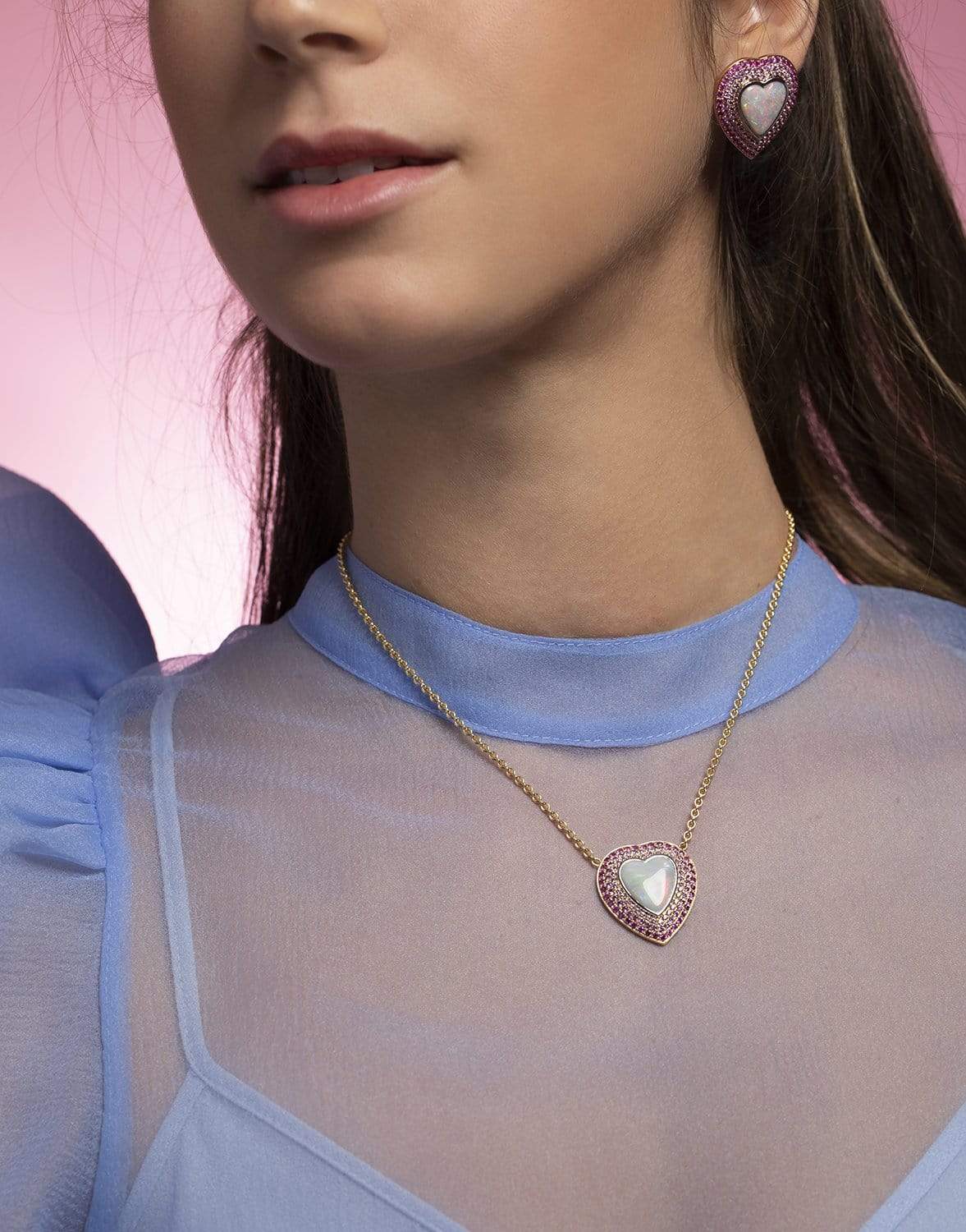 EMILY P WHEELER-Opal Heart Necklace-YELLOW GOLD
