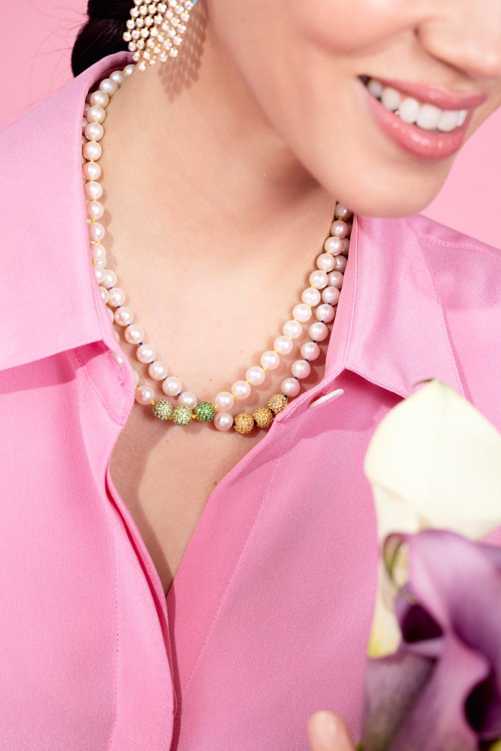 EMILY P WHEELER-Yellow Sapphire Pearl Layering Necklace-YELLOW GOLD