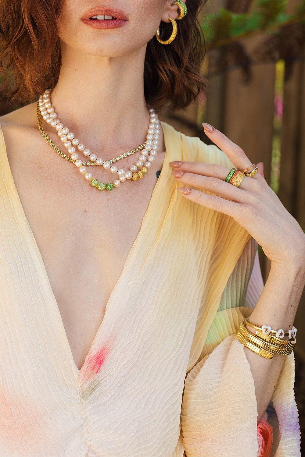 EMILY P WHEELER-Yellow Sapphire Pearl Layering Necklace-YELLOW GOLD