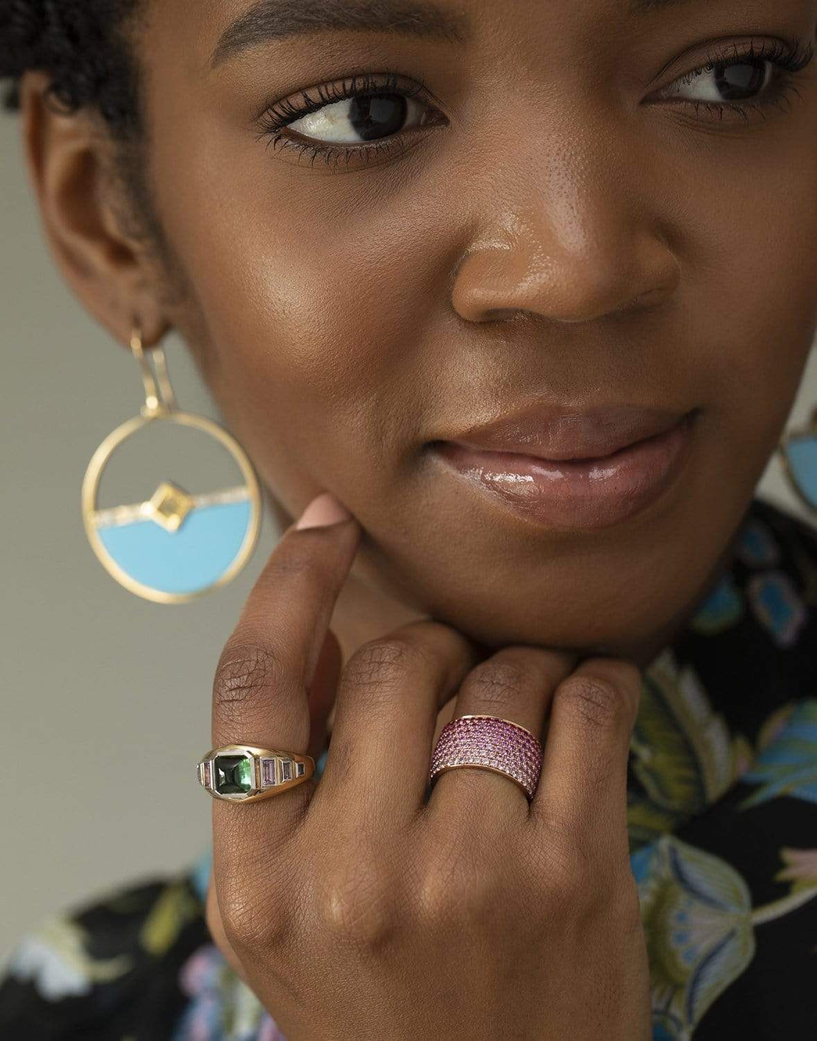 EMILY P WHEELER-Green Tourmaline Sugarloaf Ring-YELLOW GOLD