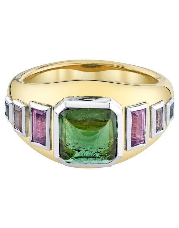 EMILY P WHEELER-Green Tourmaline Sugarloaf Ring-YELLOW GOLD