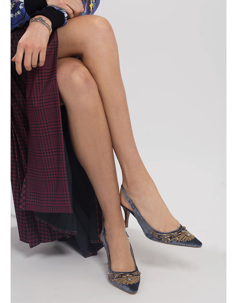 EMMA HOPE SHOES-Blue English Rose Slingback Heel-