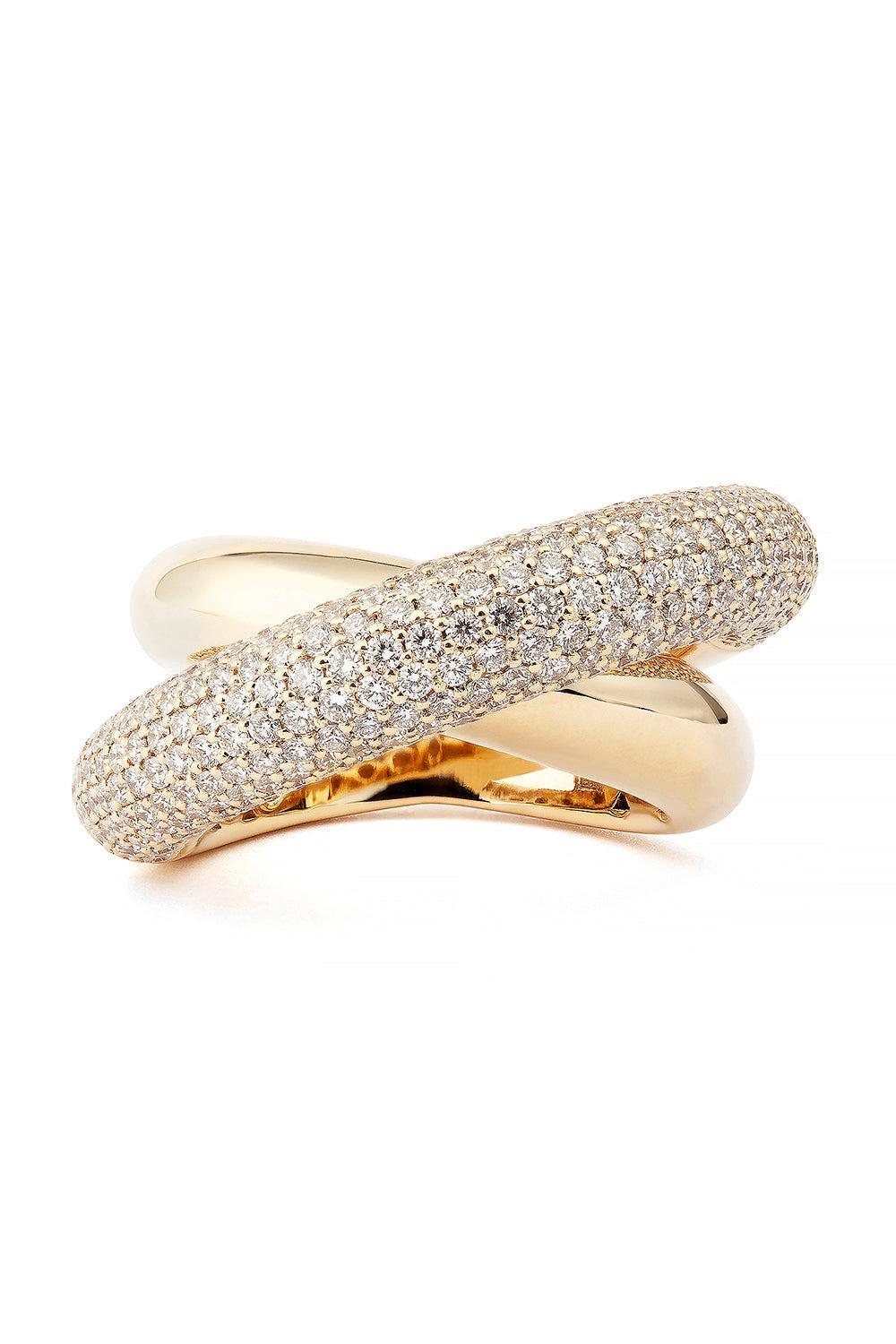 Big Half Pave Diamond Infinity Loop Ring