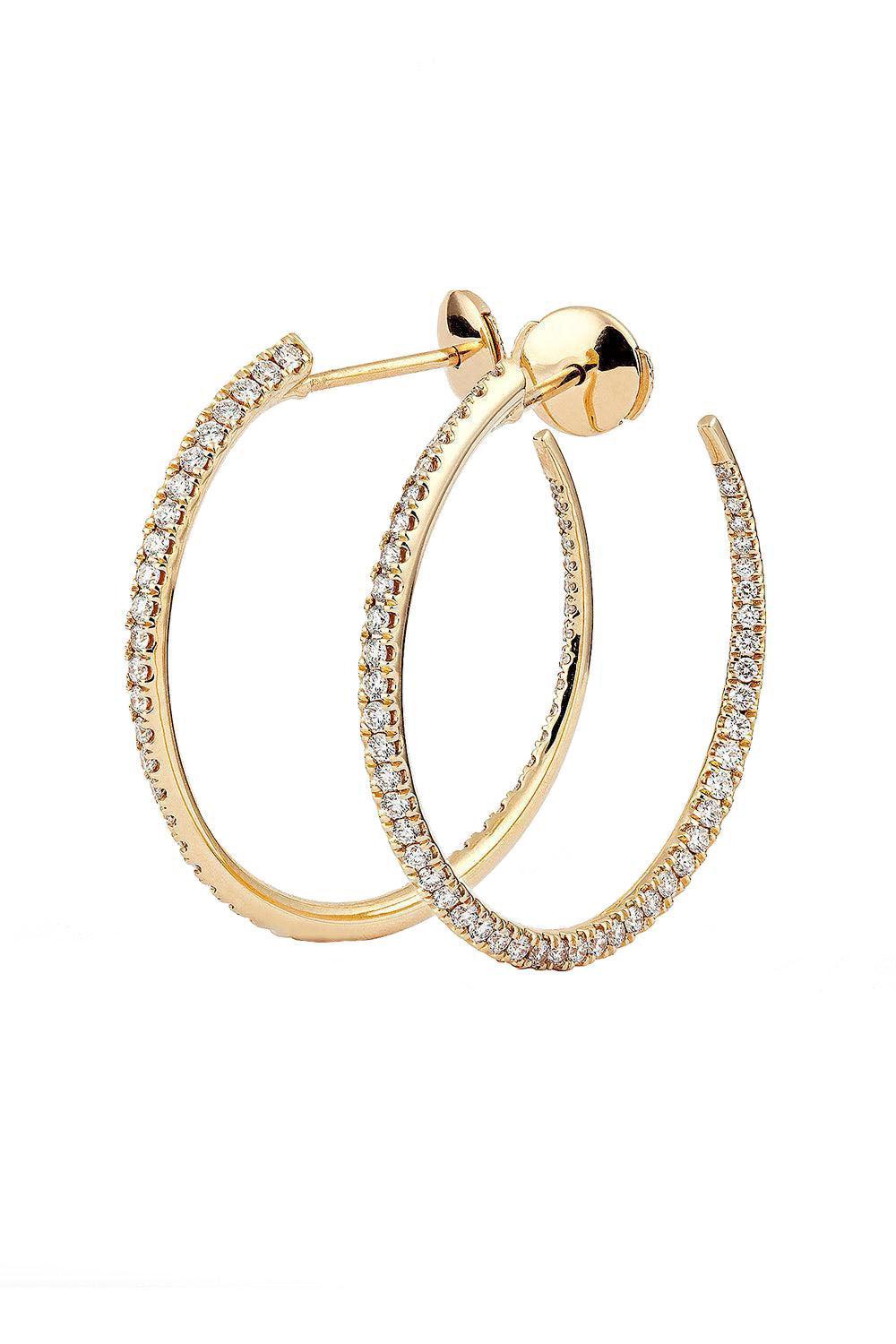 Diamond Twisted Creoles Earrings - 35Mm-YELLOW GOLD-JEWELRYFINE JEWELEARRING-ENGELBERT 1920