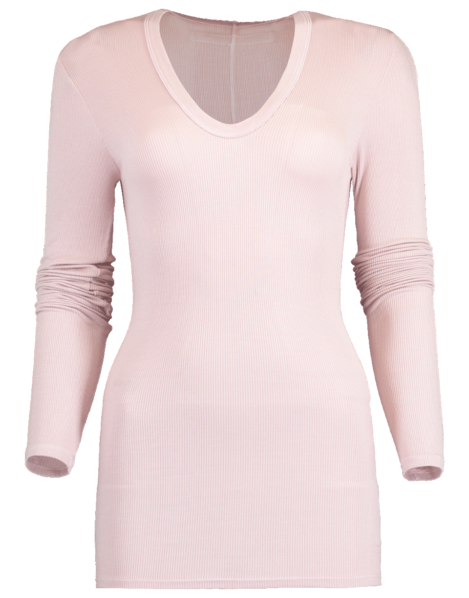 ENZA COSTA-U-Neck Ribbed Top-