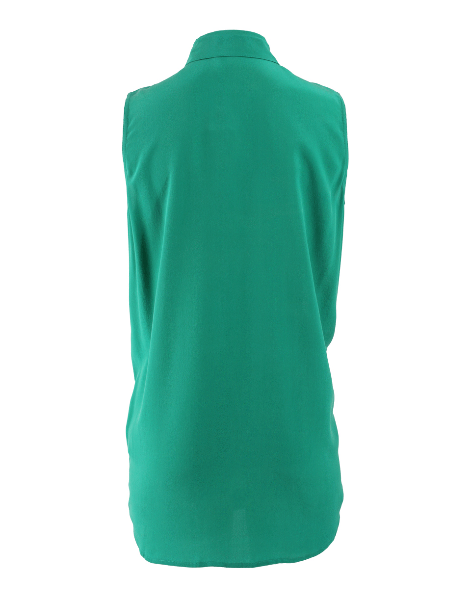 EQUIPMENT-Sleeveless Button Front Two Pocket Blouse-