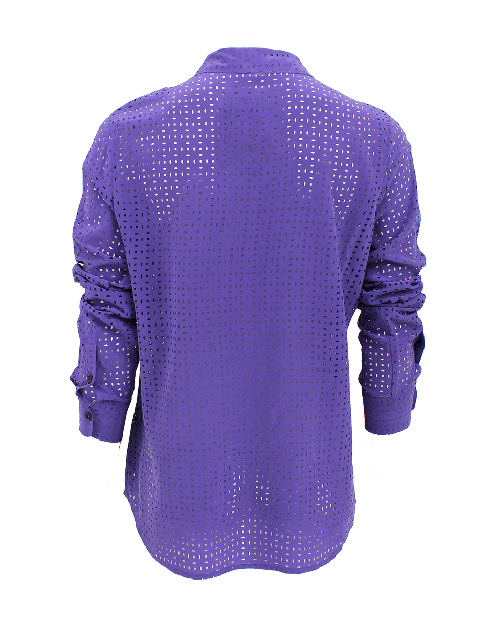 EQUIPMENT-Long Sleeve Perforated Button Down Blouse-
