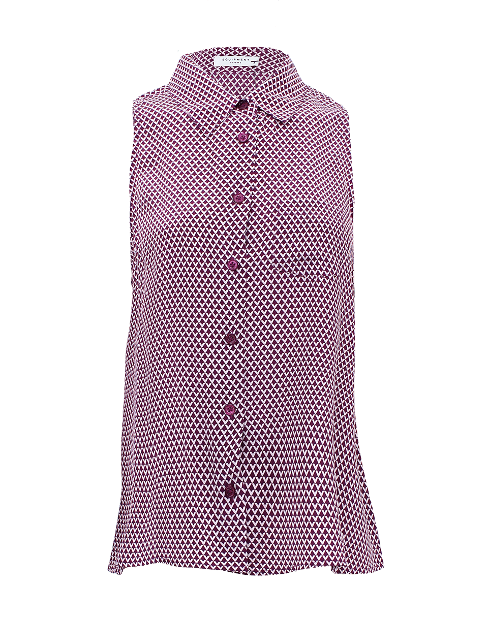 EQUIPMENT-Sleeveless Button Down Diamond Top-