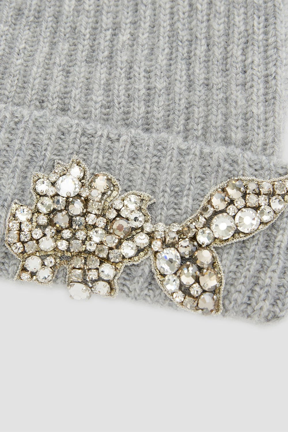 ERDEM-EMBROIDERED KNITTED HAT - GREY-GREY