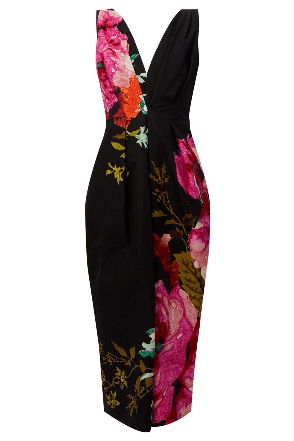 ERDEM-Sleeveless V-Neck Midi Dress-