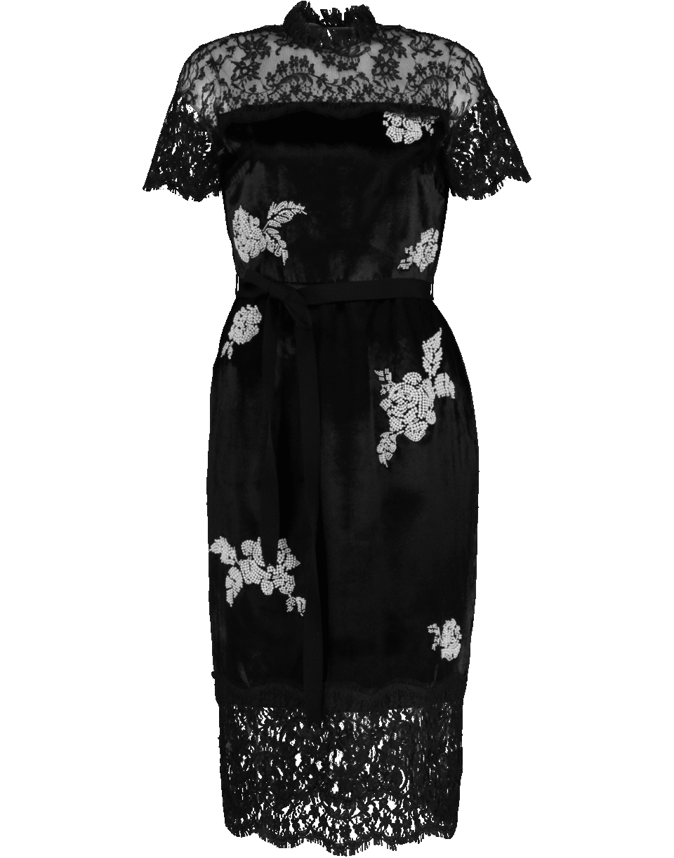 ERDEM-Keni Shift Dress-BLK/WHT