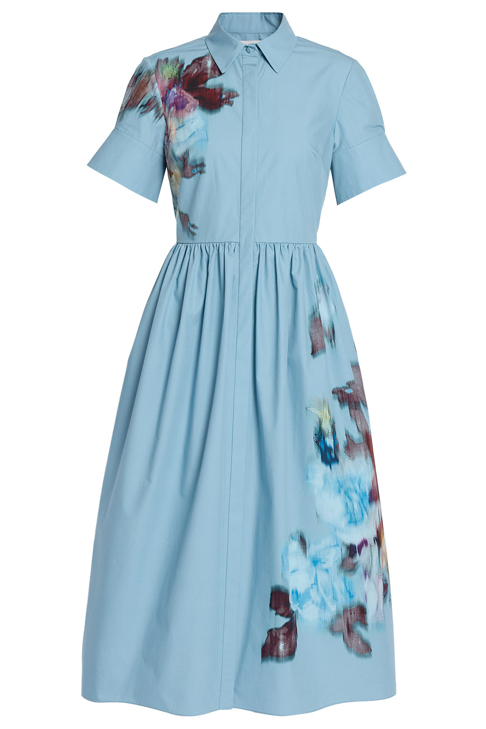  Floral Poplin Short Sleeve Maxi Dress-BLUE-4-CLOTHINGDRESSCASUAL-ERDEM 