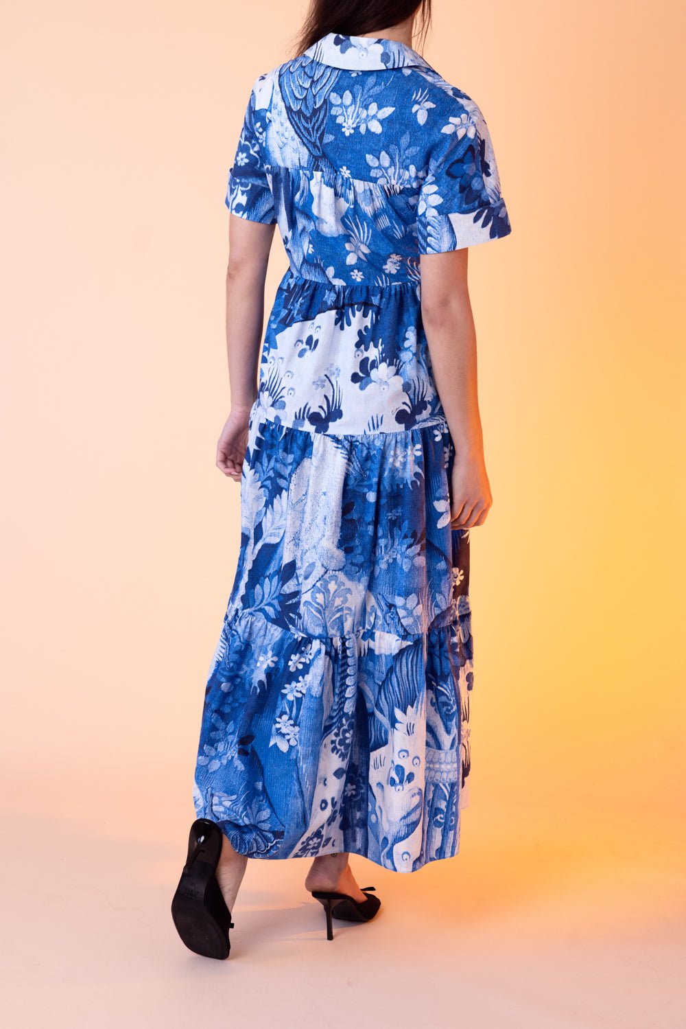 ERDEM-Tiered Hem Midi Shirt Dress-