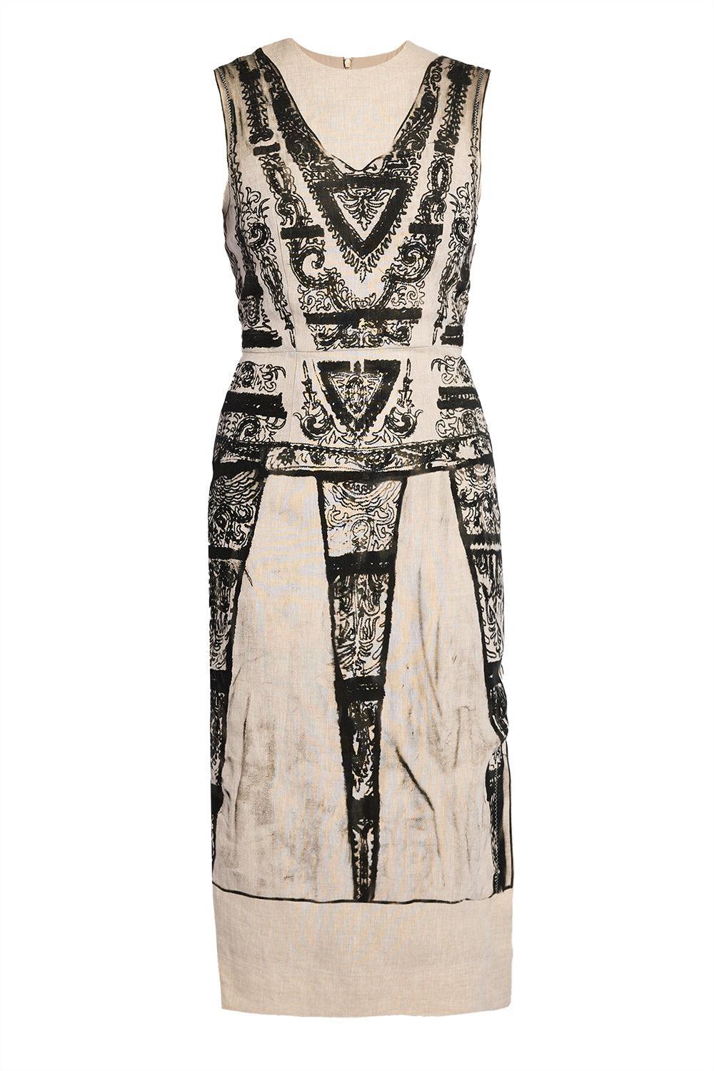 Sleeveless Midi Pencil Dress-MARGOT IMPRINT BLACK-2-CLOTHINGDRESSCASUAL-ERDEM