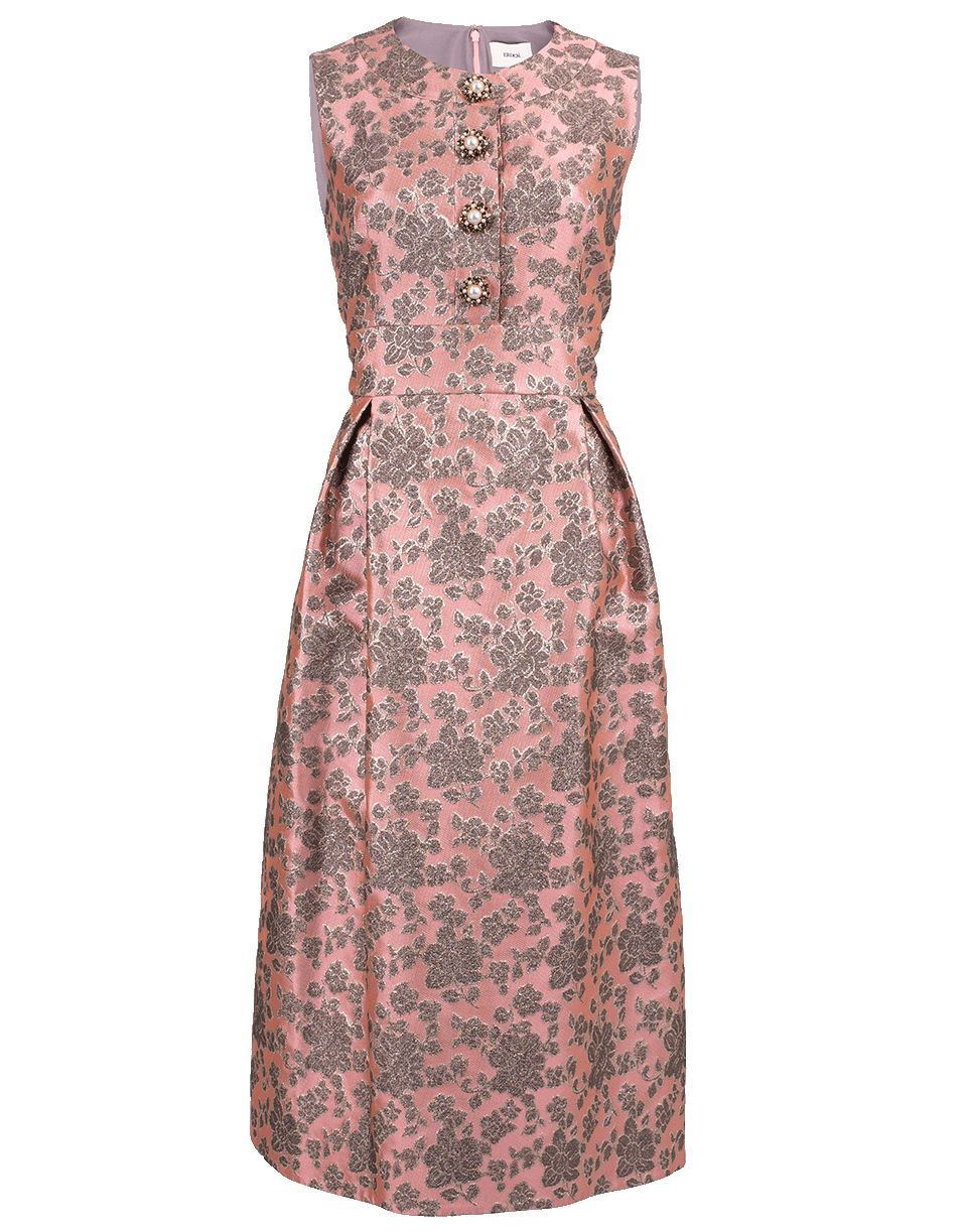 ERDEM-Davina Box Pleated Dress-PNK/GLD