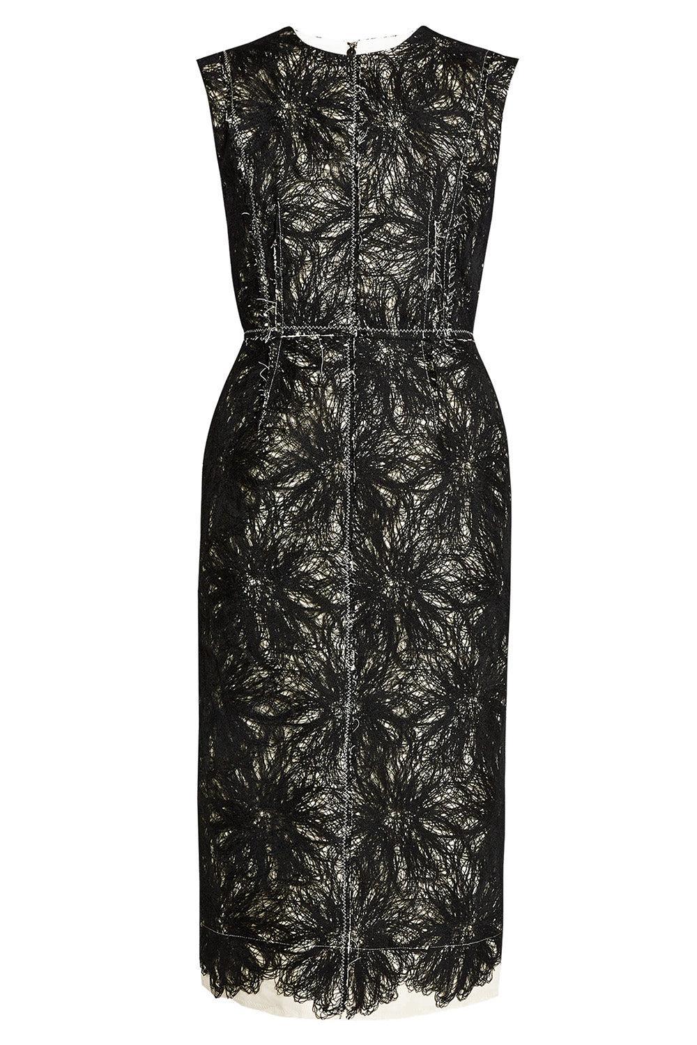 Sleeveless Thread Midi Dress-BLACK-2-CLOTHINGDRESSCOCKTAIL-ERDEM