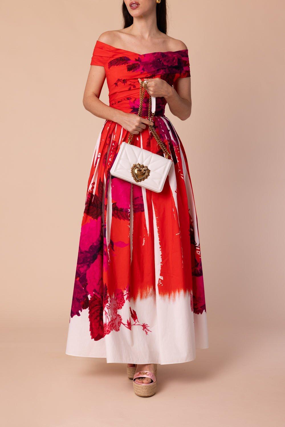 ERDEM-Off Shoulder Full Skirt Dress-RSEPOPPY