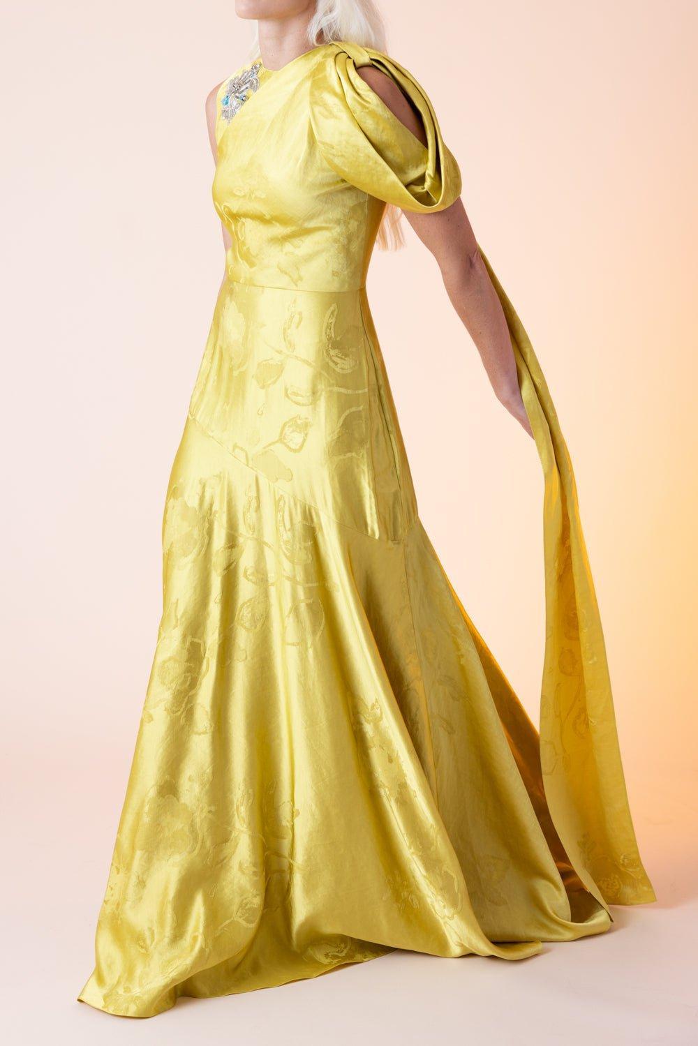 ERDEM-Sleeveless Drape Shoulder Gown-