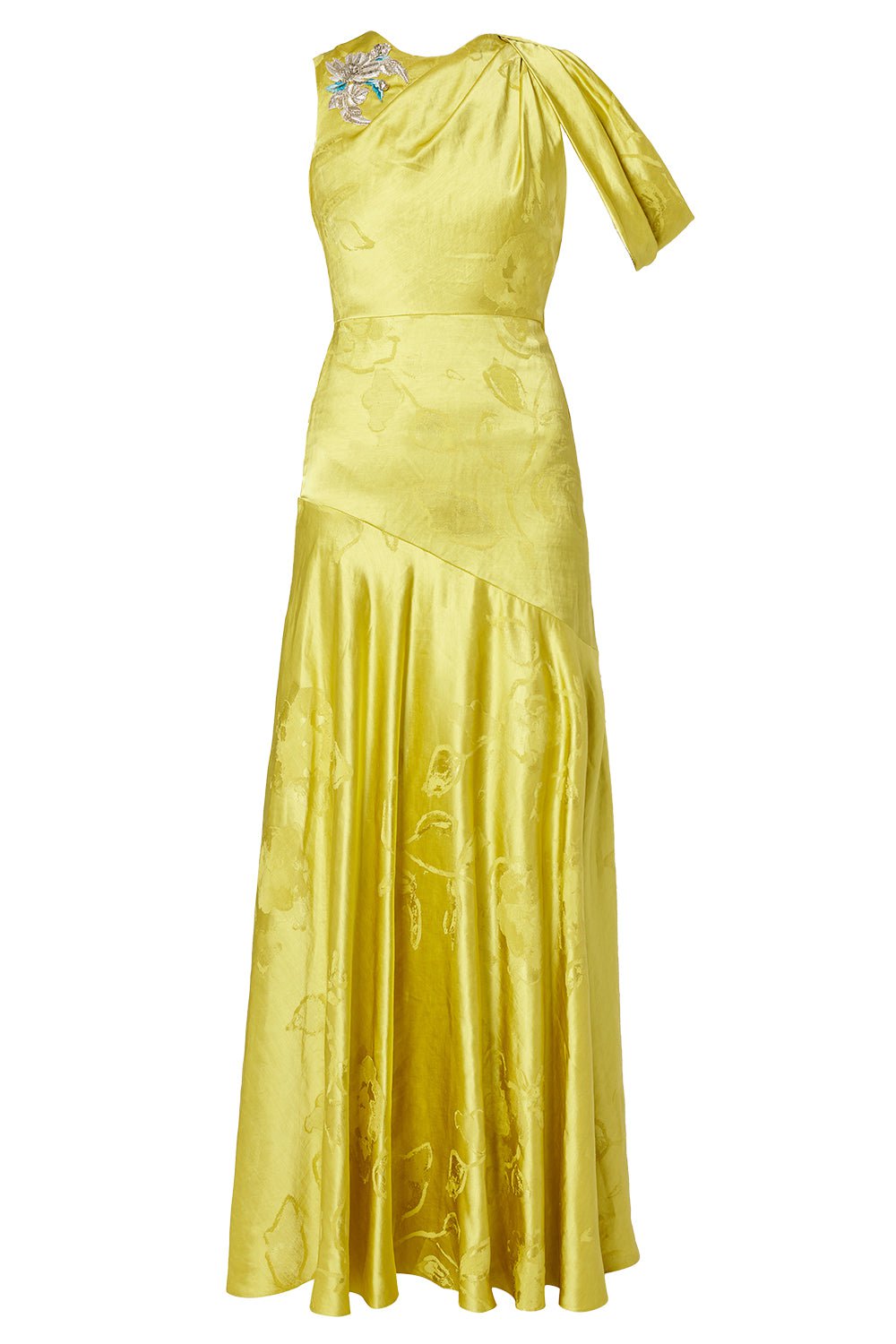 ERDEM-Sleeveless Drape Shoulder Gown-