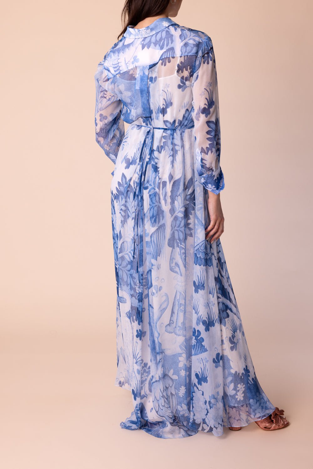 ERDEM-Long Sleeve Pleated Gown-