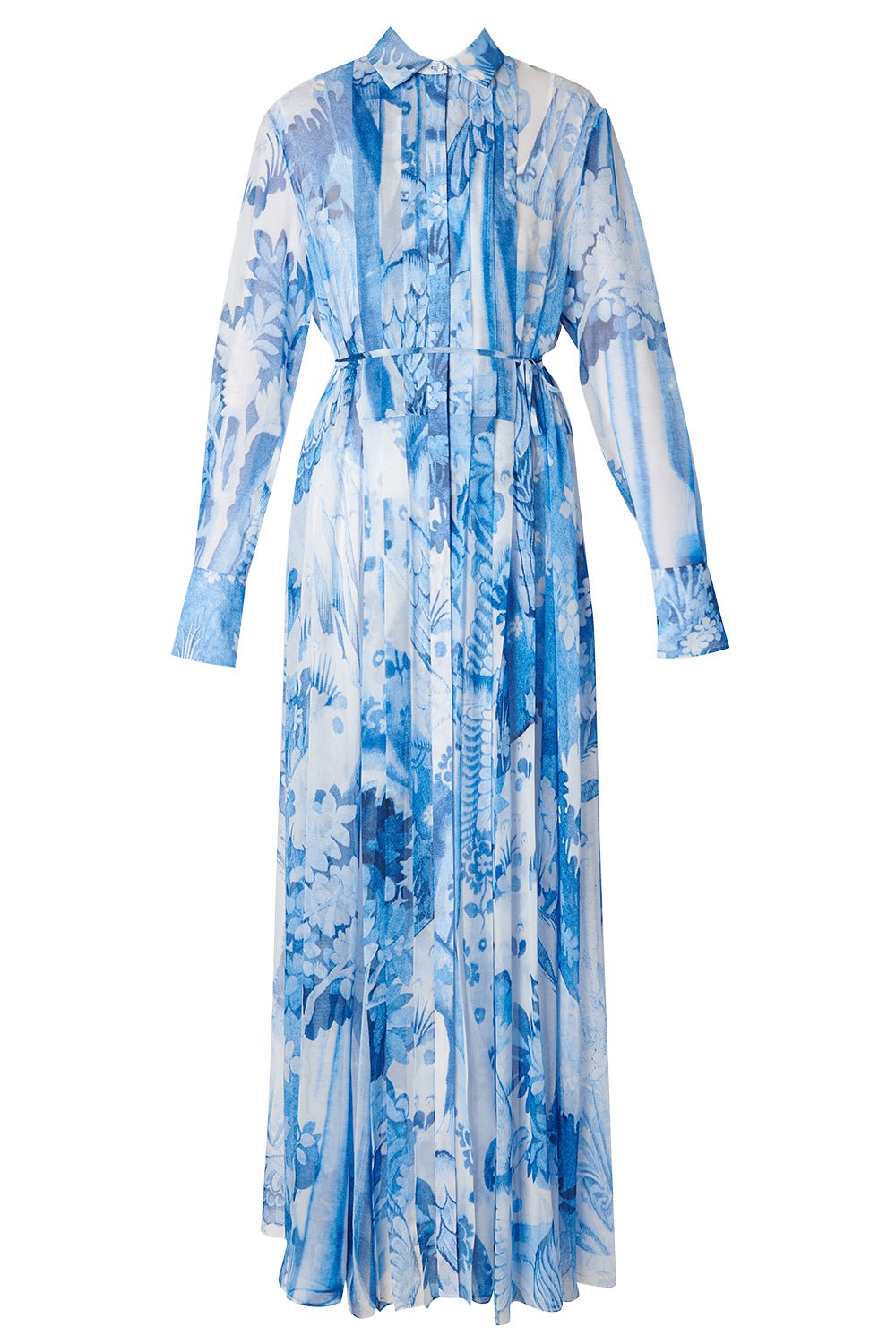 ERDEM-Long Sleeve Pleated Gown-