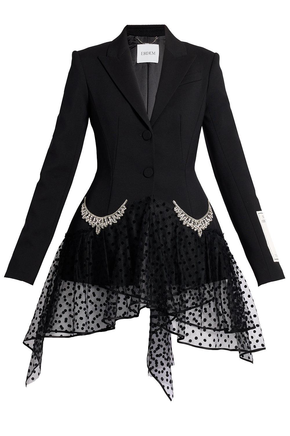 Single Breasted Fitted Blazer-BLACK-4-CLOTHINGJACKETBLAZERS-ERDEM