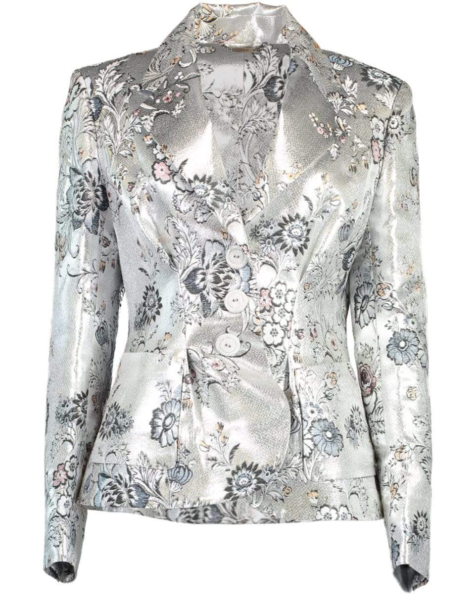 ERDEM-Ernest Floral Jacquard Jacket-SILVER