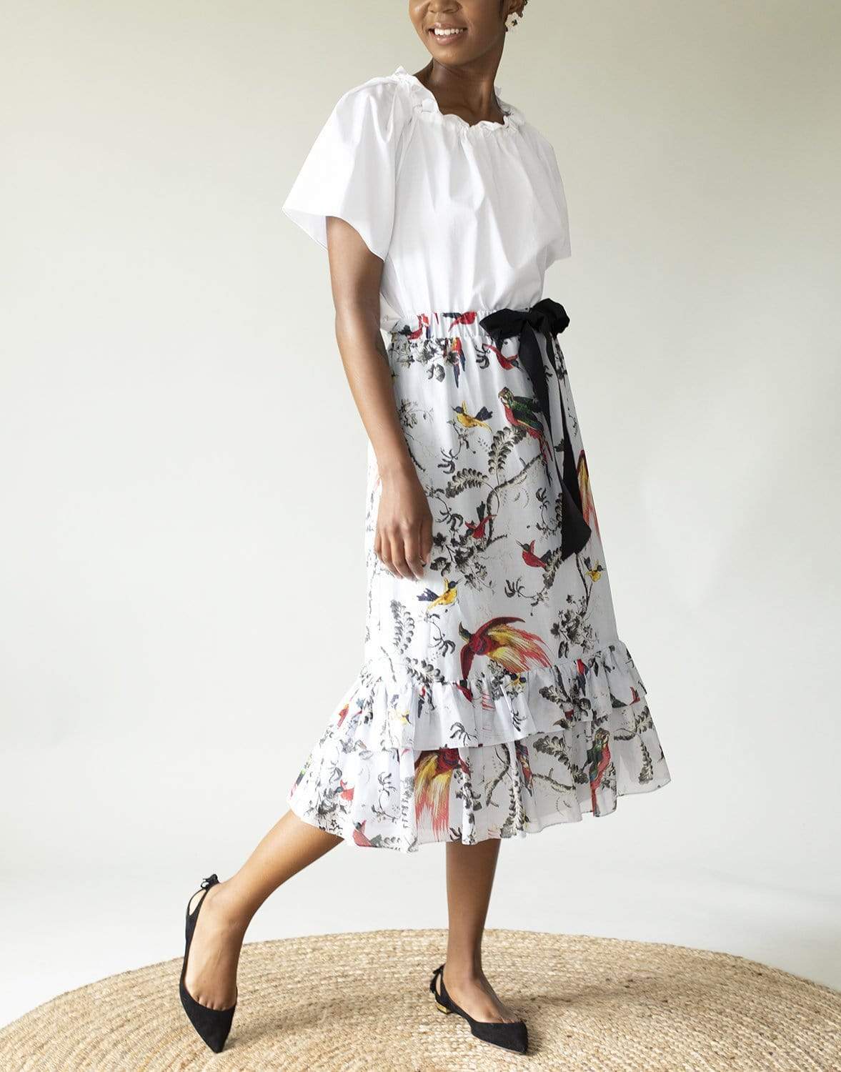 ERDEM-Corsica Skirt Paisley Parrot Cotton Silk Voile-