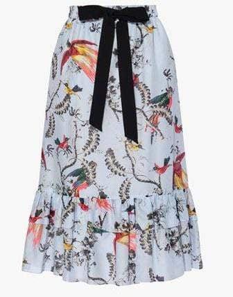ERDEM-Corsica Skirt Paisley Parrot Cotton Silk Voile-