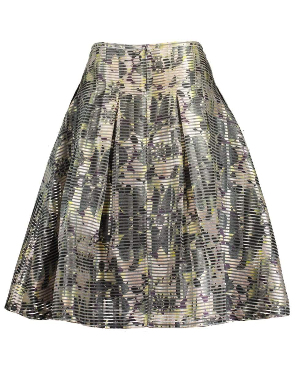 ERDEM-Floral Pleat Skirt-GREEN