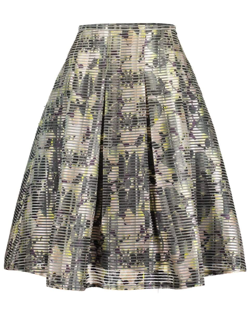 ERDEM-Floral Pleat Skirt-GREEN