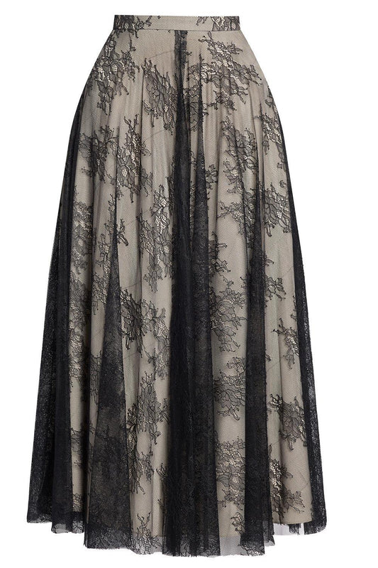 Floral Lace A-Line Skirt-BLACK-2-CLOTHINGSKIRTMIDI-ERDEM