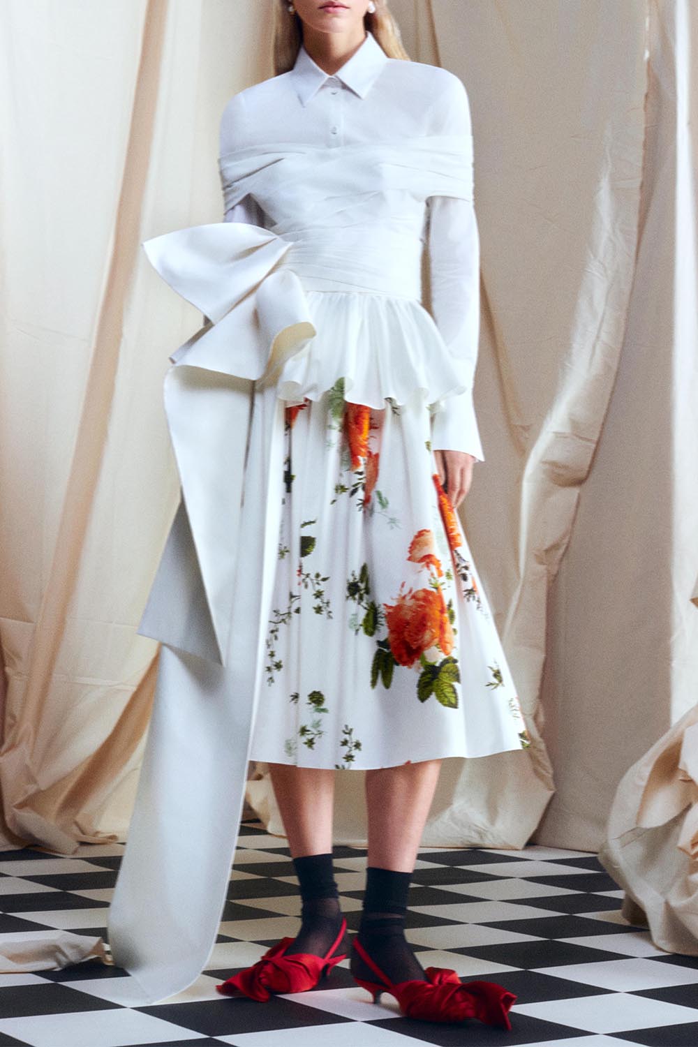ERDEM-Floral Midi Skirt-