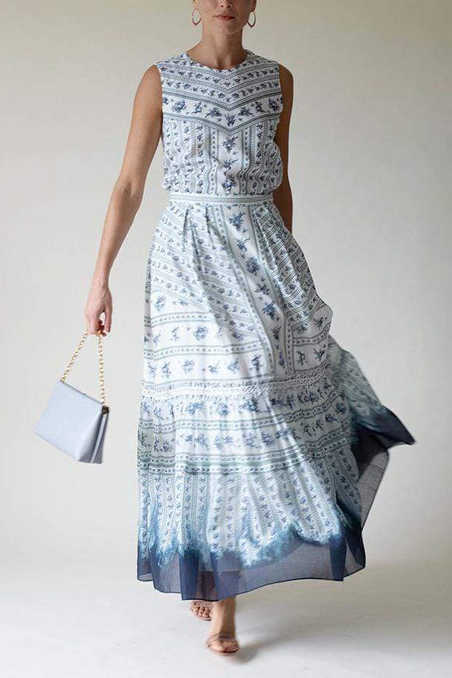 ERDEM-Naomi Sleeveless Crewneck Top-BLUE
