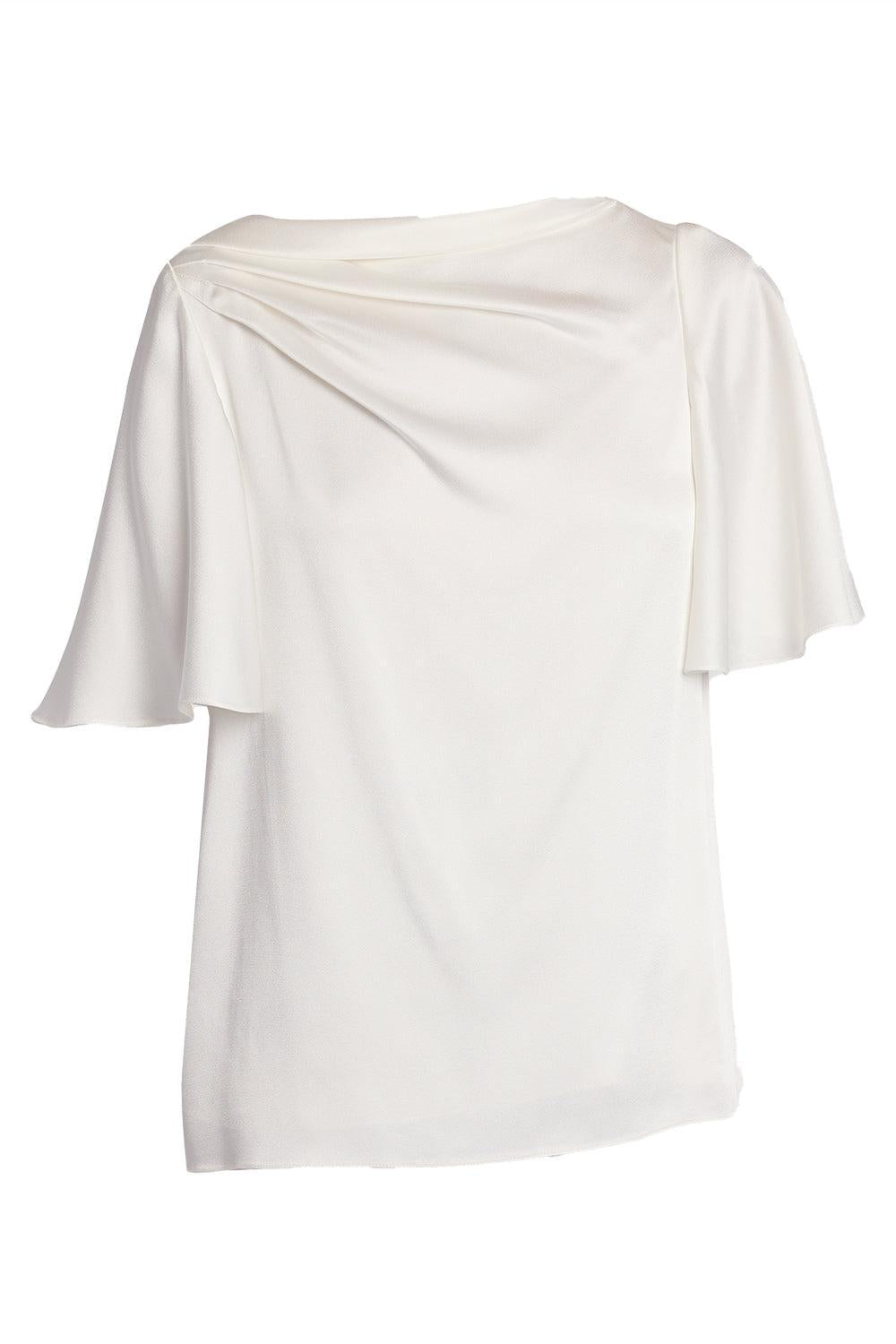 Draped Short Sleeve Top-IVORY-2-CLOTHINGTOPBLOUSE-ERDEM